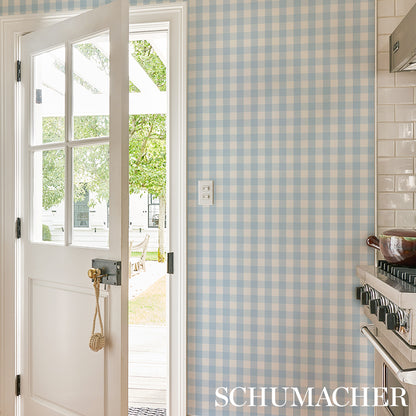 SCHUMACHER WALLCOVERING  PLAID WALLCOVERINGS WILLA CHECK SMALL   CHAMBRAY   - 5012360