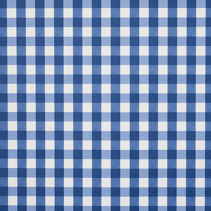 Blue and white gingham check fabric pattern with small squares; classic casual cloth for shirts or table linens.