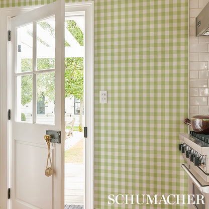 SCHUMACHER  PLAID WALLCOVERINGS WILLA CHECK SMALL   LEAF   - 5012362