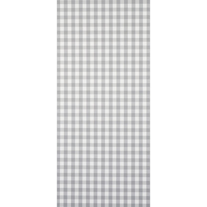Gray and white gingham wallcovering swatch with a small check pattern, rectangular.