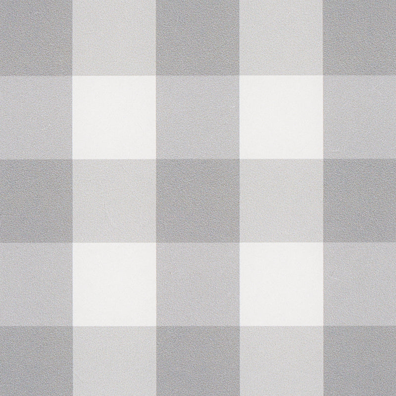 Gray and white gingham check wallpaper pattern with evenly sized squares.