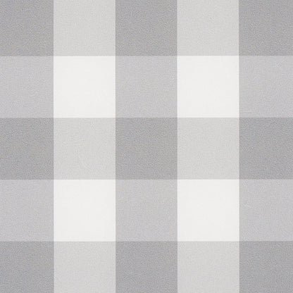 Gray and white gingham check wallpaper pattern with evenly sized squares.
