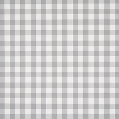 Gray and white small-check plaid wallcovering with gingham-style square checks.