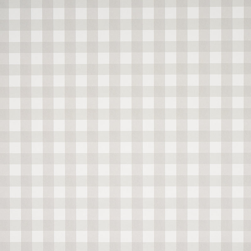 Gray and white gingham check wallcovering with small, even squares.