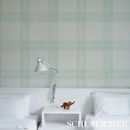 SCHUMACHER WALLCOVERING  PLAID WALLCOVERINGS MINERVA PLAID   PEACOCK   - 5012370