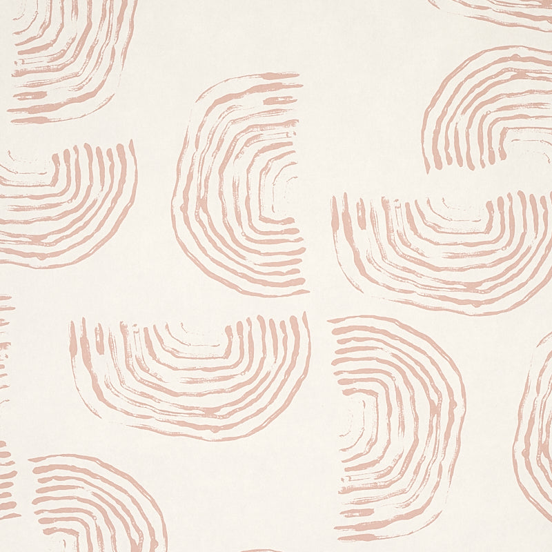 Coral curved fingerprint-like arches on ivory background; repeating geometric pattern.