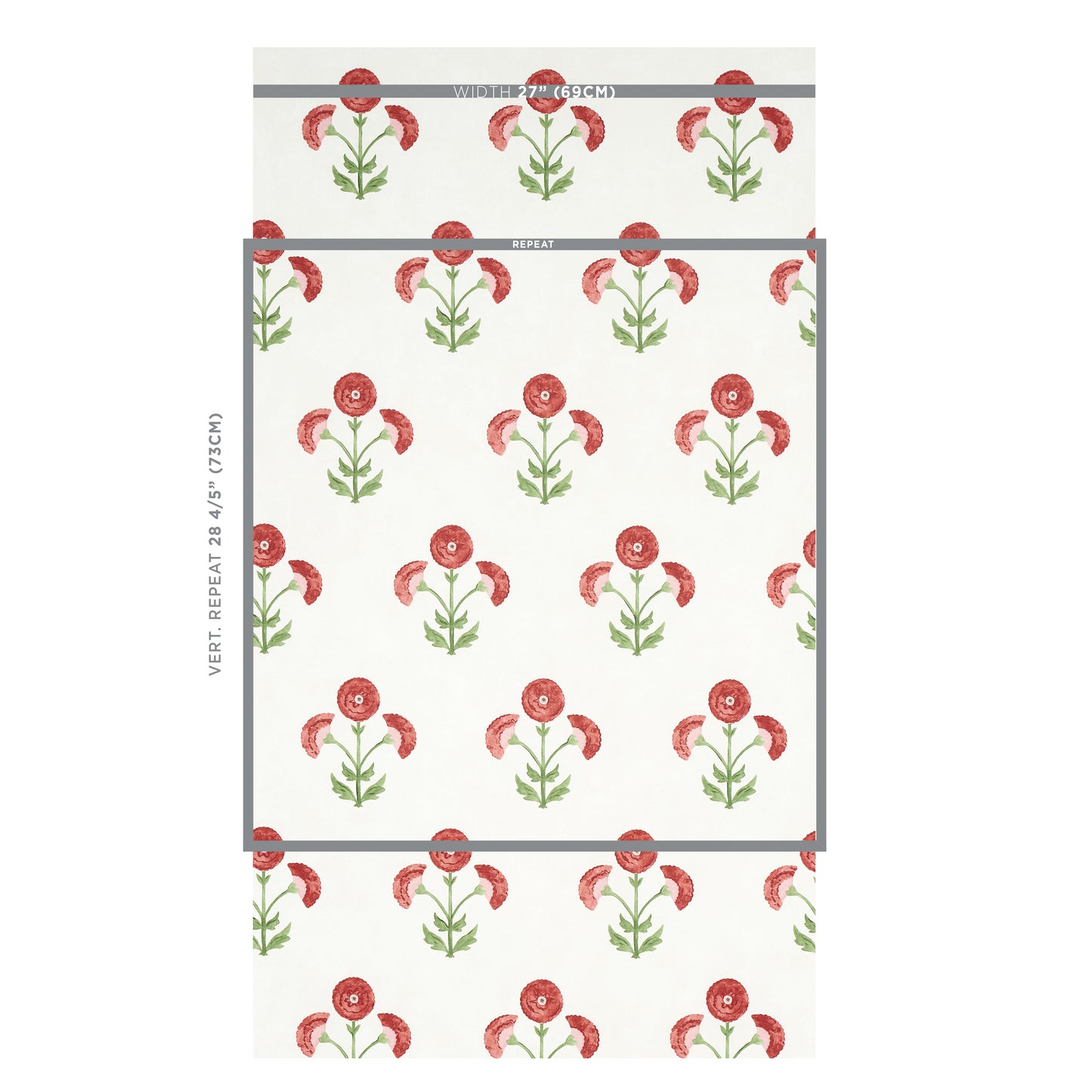 SCHUMACHER WALLCOVERING  PERENNIAL FAVORITES SARANDA FLOWER   CARDINAL   - 5012410