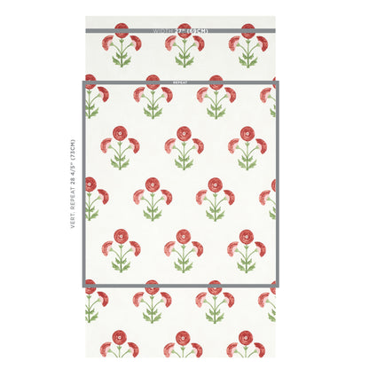 SCHUMACHER WALLCOVERING  PERENNIAL FAVORITES SARANDA FLOWER   CARDINAL   - 5012410