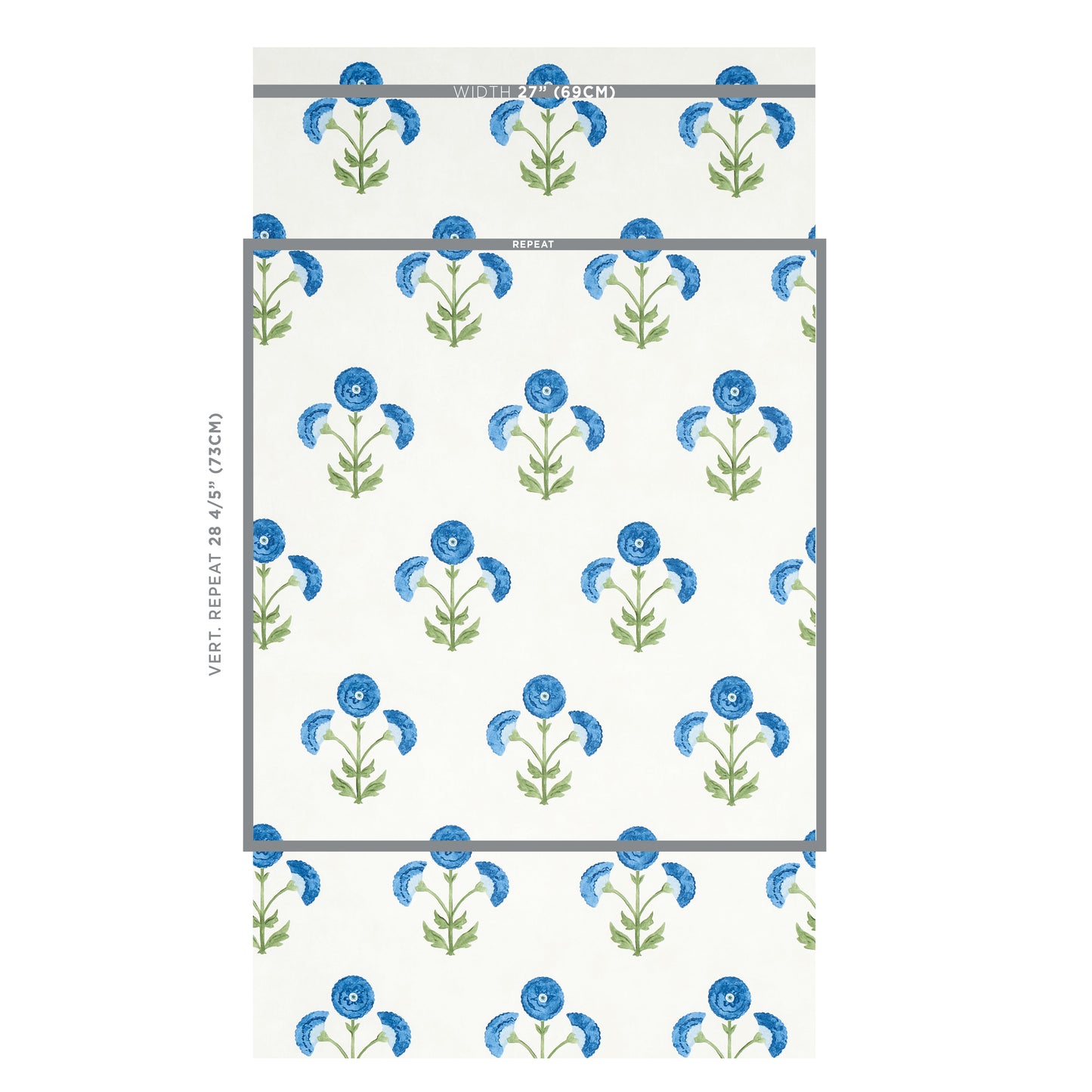 SCHUMACHER WALLCOVERING  PERENNIAL FAVORITES SARANDA FLOWER   ROYAL   - 5012412