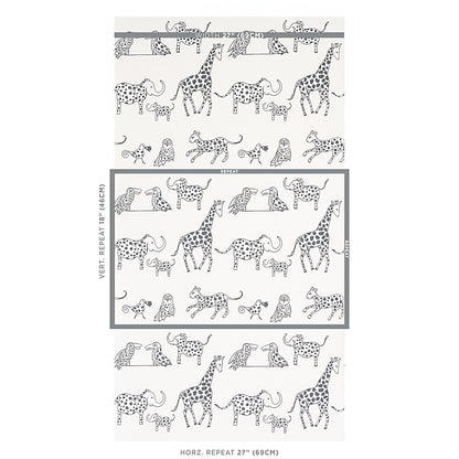 SCHUMACHER WALLCOVERING  FLIGHT OF FANCY JUNGLE JUBILEE   CHARCOAL   - 5012471