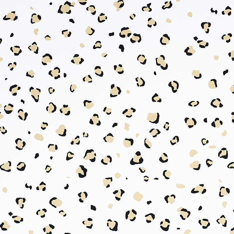 Leopard print pattern with beige and black spots on a light background; chic animal-print fabric or wallpaper.