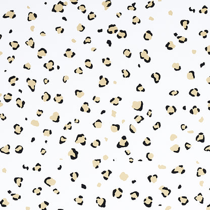 Leopard print pattern with beige and black spots on a light background; chic animal-print fabric or wallpaper.