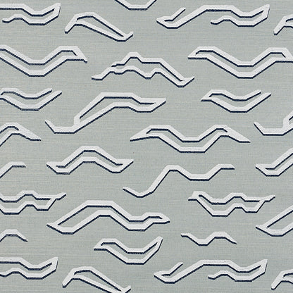 Light gray fabric with repeating white zigzag wave shapes and navy shadows.