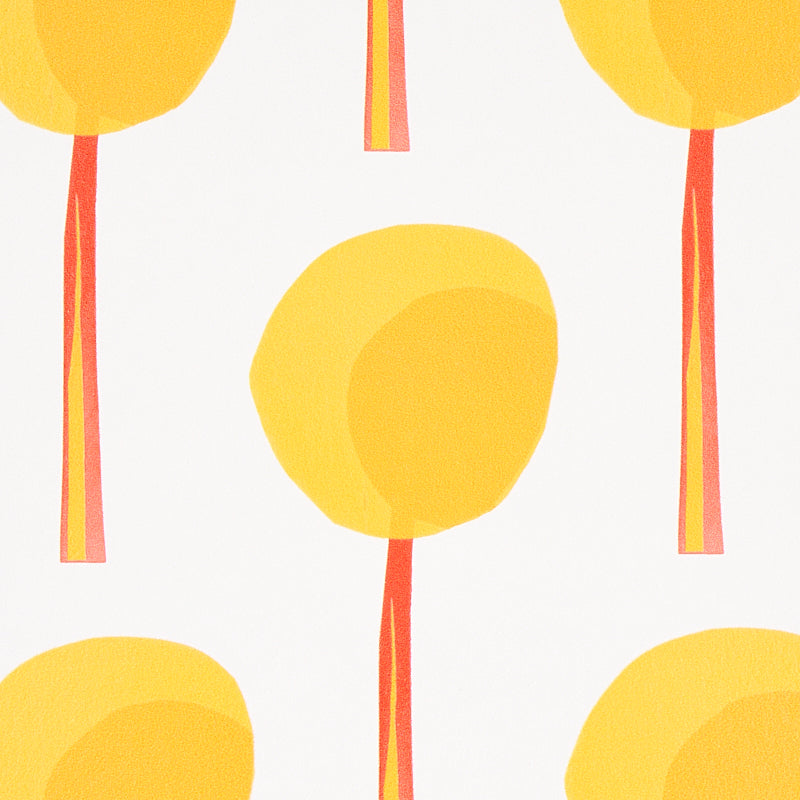 Topiary Marigold 5012700 wallpaper showing small-scale, graphic botanical motifs in warm yellow-marigold color — perfect for modern botanical interior walls.