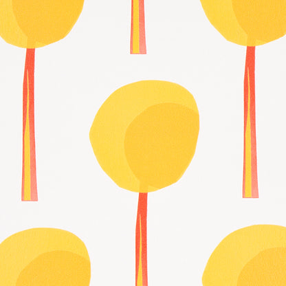 Topiary Marigold 5012700 wallpaper showing small-scale, graphic botanical motifs in warm yellow-marigold color — perfect for modern botanical interior walls.