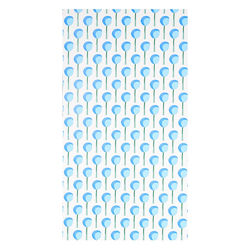 Repeating pattern of light blue balloons on gray strings against white; ideal for fabric or wallpaper.
