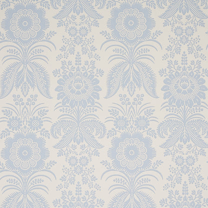 Schumacher Greta wallpaper 5012720 in ivory — textured mirrored floral damask, washable non-woven wallcovering for elegant, timeless interiors.