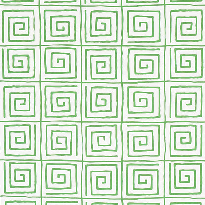 Repeating green leaf pattern on white background; wallpaper design.