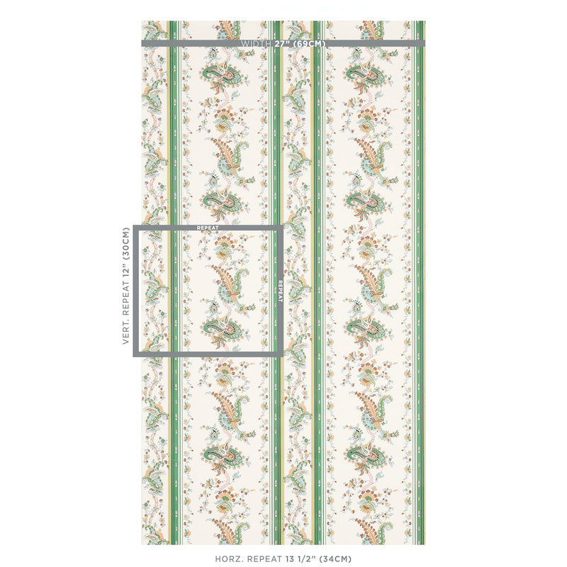SCHUMACHER  CABANA ELENA PAISLEY STRIPE   GREEN   - 5012890