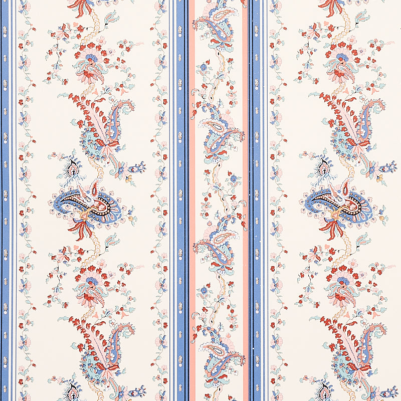 SCHUMACHER WALLCOVERING  CABANA ELENA PAISLEY STRIPE   BLUE   - 5012891