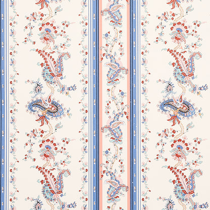 SCHUMACHER WALLCOVERING  CABANA ELENA PAISLEY STRIPE   BLUE   - 5012891