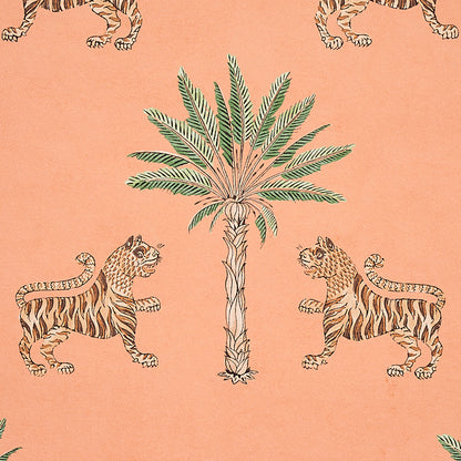 SCHUMACHER WALLCOVERING  MYSTIQUE TIGER PALM   CRIMSON ON PEACH   - 5012920