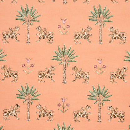 SCHUMACHER WALLCOVERING  MYSTIQUE TIGER PALM   CRIMSON ON PEACH   - 5012920