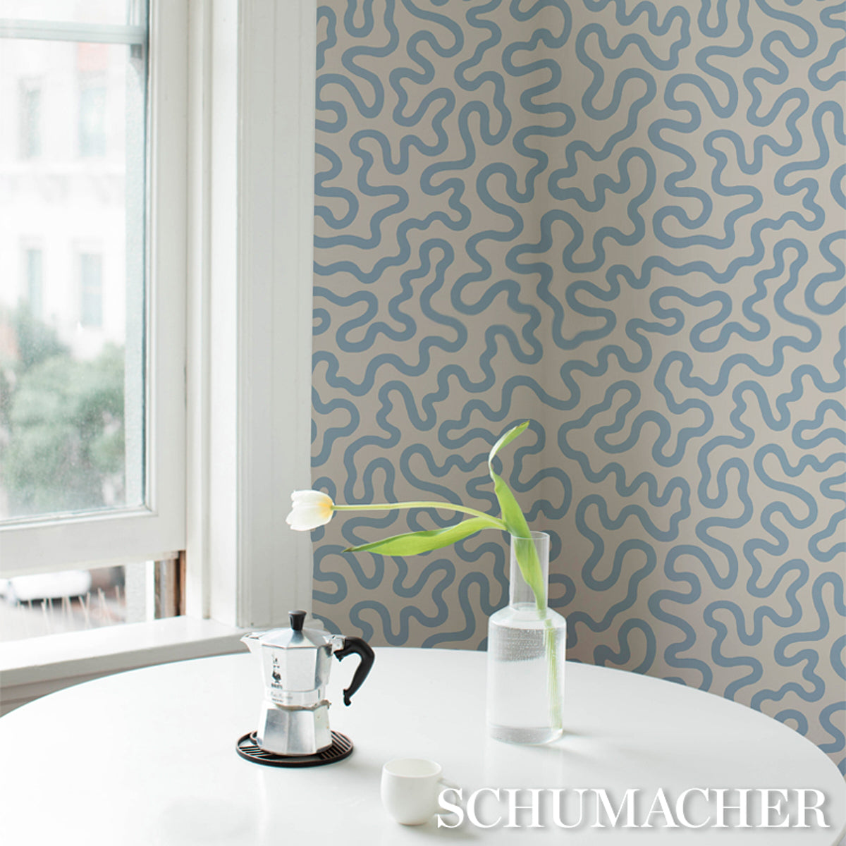 SCHUMACHER WALLCOVERING  SMITH STREET RILEY   SKY ON IVORY   - 5012931