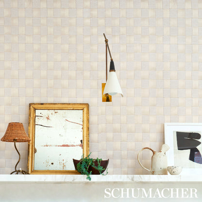 SCHUMACHER  TEXTURED WALLCOVERINGS & PRINTED GRASSCLOTHS TEXTURED CHECK   WHITE   - 5012970