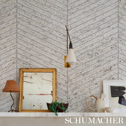 SCHUMACHER  TEXTURED WALLCOVERINGS & PRINTED GRASSCLOTHS CORK HERRINGBONE   WHITE   - 5013010