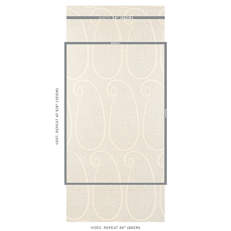 SCHUMACHER  PRINTED GRASSCLOTHS AMBALA PAISLEY SISAL   SLATE   - 5013031