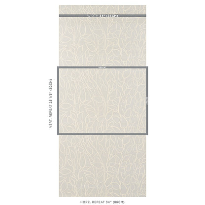 Sky blue printed sisal grasscloth wallpaper with a Solandra vine motif; sample panels framed in gray to show repeat.