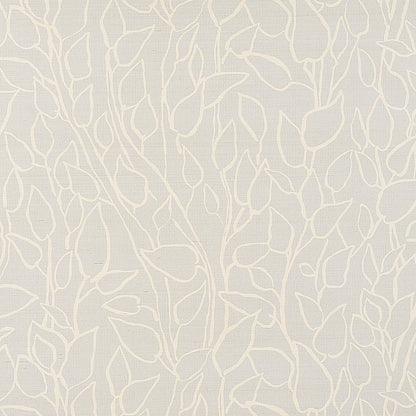 Ivory vine and leaf pattern on sky blue wallpaper; botanical, organic branches for subtle decor.