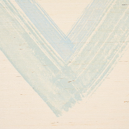 Printed blue grasscloth wallpaper with sisal texture; beige undertones, textured wall covering.