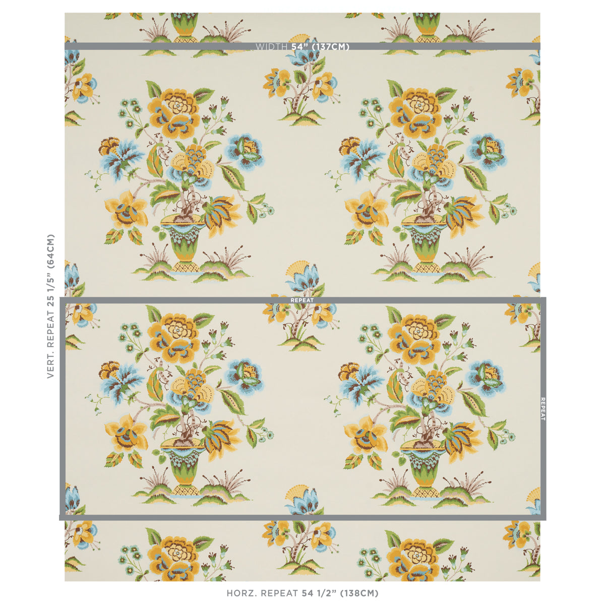 SCHUMACHER WALLCOVERING  SCHUMACHER WALLCOVERING CLASSICS ASHFORD   OCHRE & SKY   - 5013182