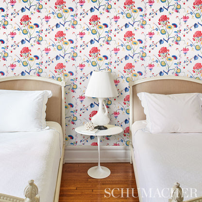 Colorful floral wallpaper pattern.