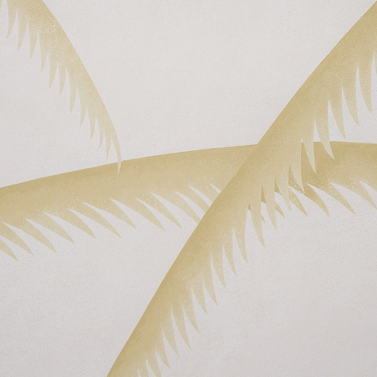 Cream background with pale gold palm fronds crossing diagonally, tropical pattern.