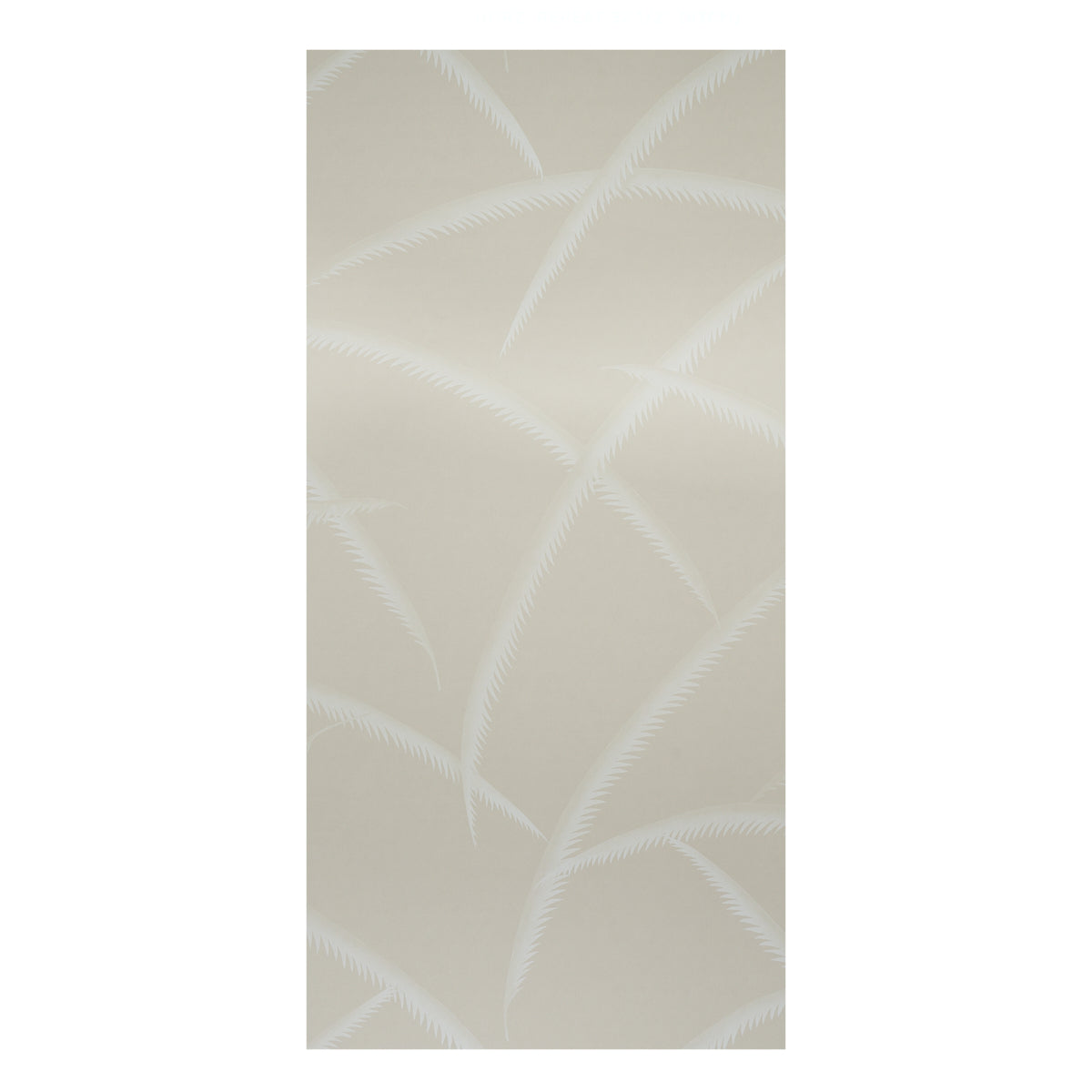 Ivory on natural wallpaper with a palm-leaf motif in a soft decorative pattern.