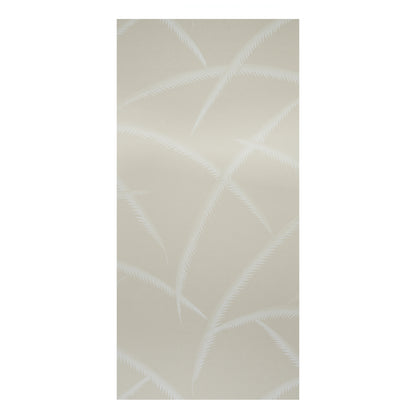Ivory on natural wallpaper with a palm-leaf motif in a soft decorative pattern.
