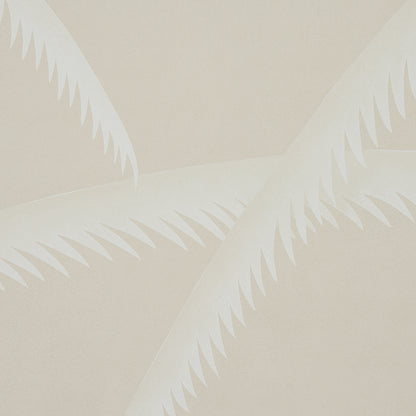 Abstract cream background with overlapping white jagged curved shapes resembling stylized leaves.