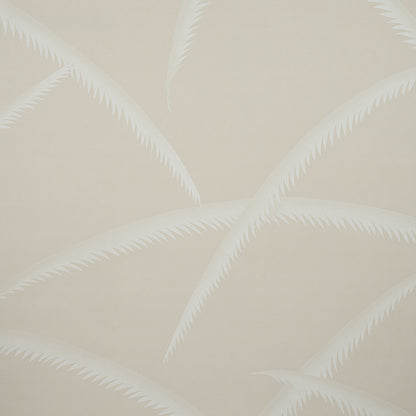 Ivory palm frond pattern wallpaper on natural background.