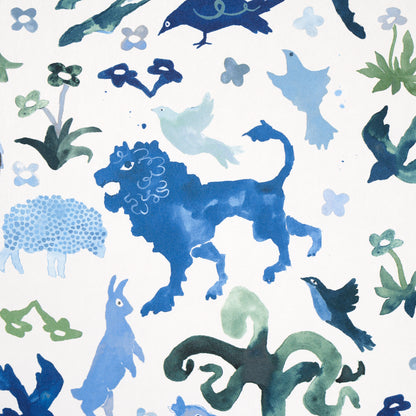 SCHUMACHER WALLCOVERING  HAPPY MENOCAL BEASTS   BLUE AND GREEN   - 5013531