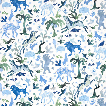 SCHUMACHER WALLCOVERING  HAPPY MENOCAL BEASTS   BLUE AND GREEN   - 5013531