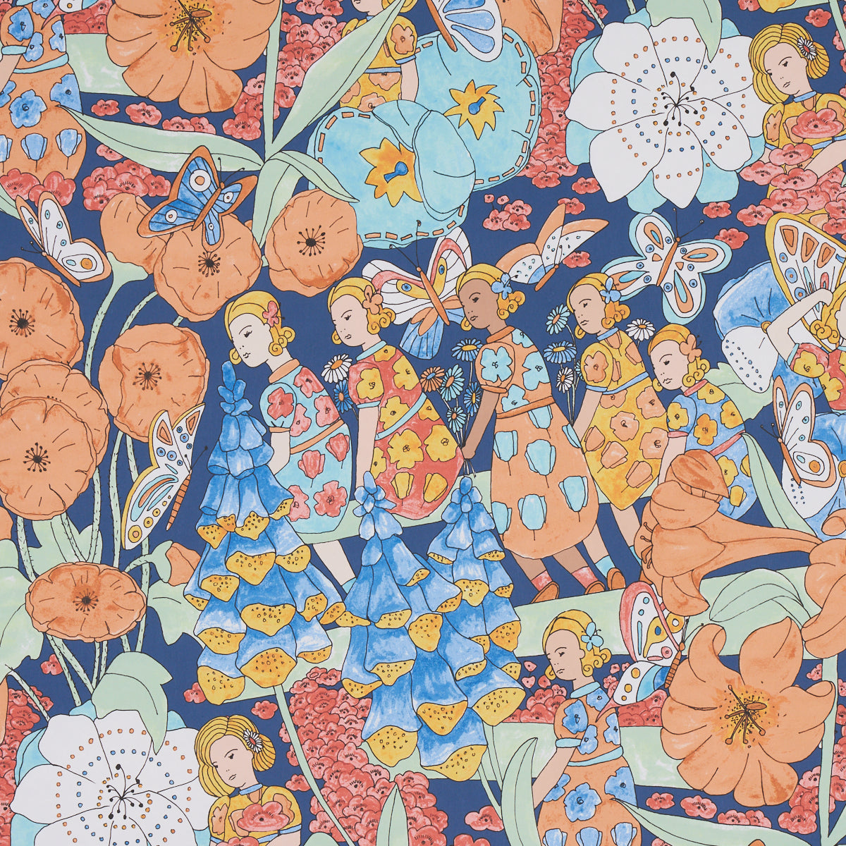 SCHUMACHER  CLEMENTS RIBEIRO FAIRIE GARDEN   Orange And Navy   - 5013540