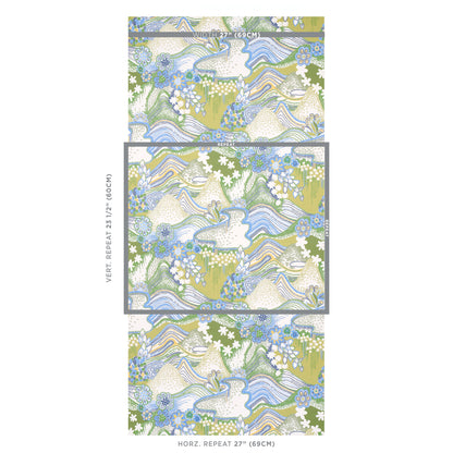 SCHUMACHER WALLCOVERING  CLEMENTS RIBEIRO DAISY CHAIN   GREEN AND BLUE   - 5013552