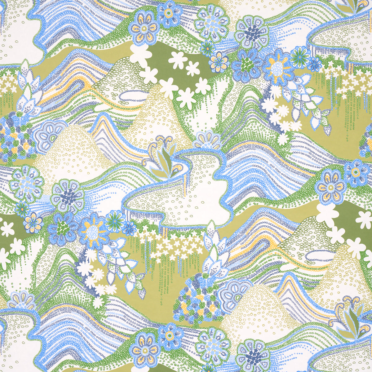 SCHUMACHER WALLCOVERING  CLEMENTS RIBEIRO DAISY CHAIN   GREEN AND BLUE   - 5013552