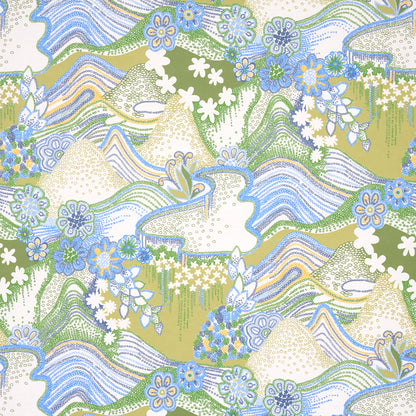 SCHUMACHER WALLCOVERING  CLEMENTS RIBEIRO DAISY CHAIN   GREEN AND BLUE   - 5013552