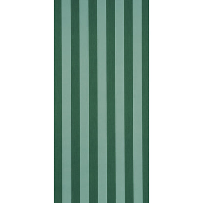 Green striped runner rug with alternating dark and light green vertical bands.