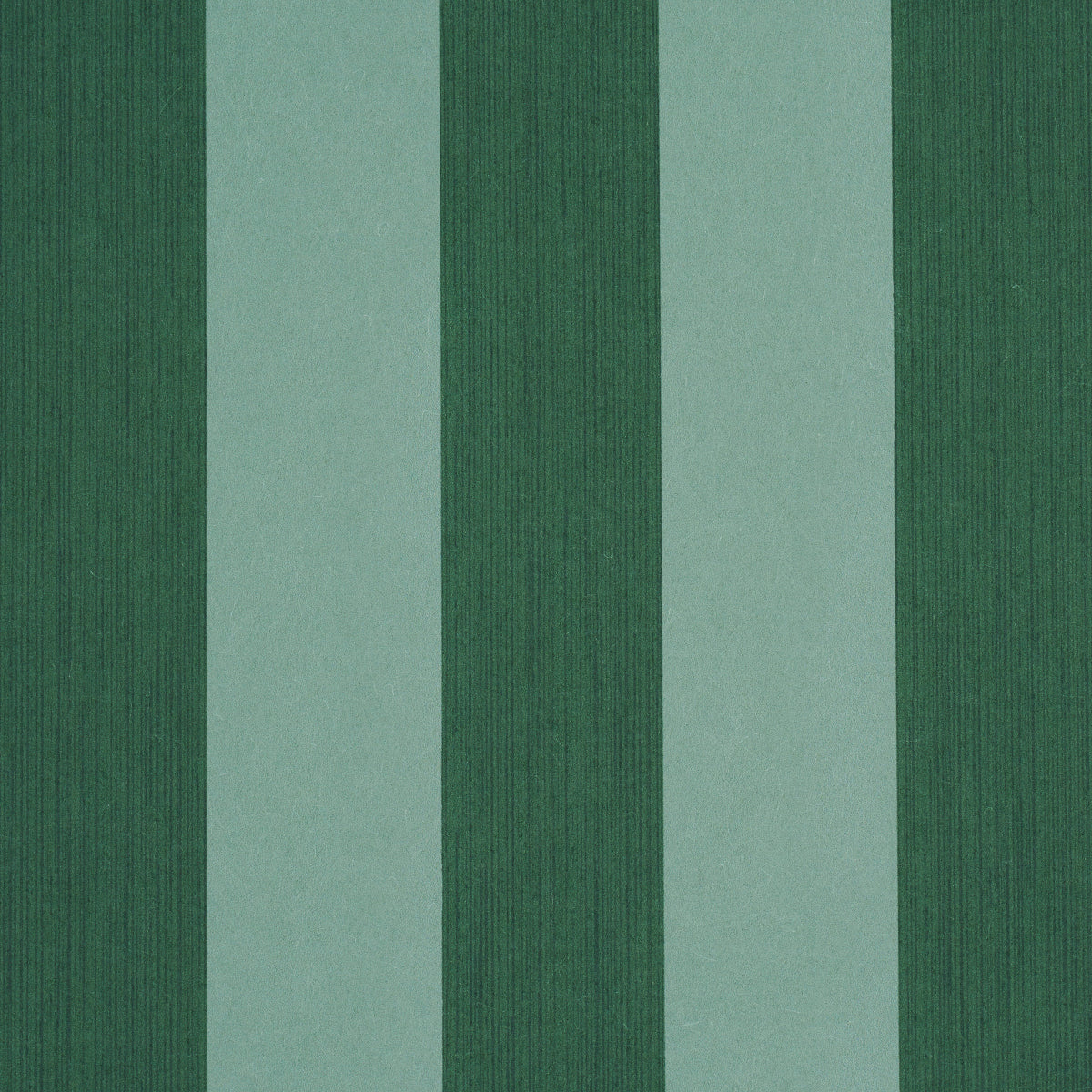 Vertical striped green fabric swatch with alternating dark and light green bands, textured textile.