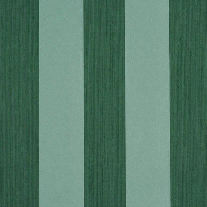 Vertical striped green fabric swatch with alternating dark and light green bands, textured textile.